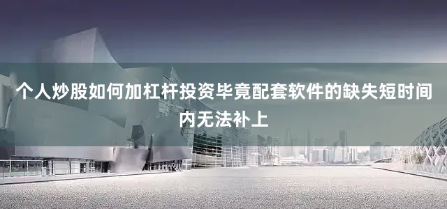 个人炒股如何加杠杆投资毕竟配套软件的缺失短时间内无法补上